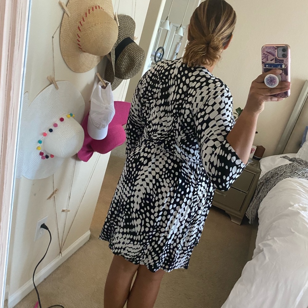 Black and white wrap dress